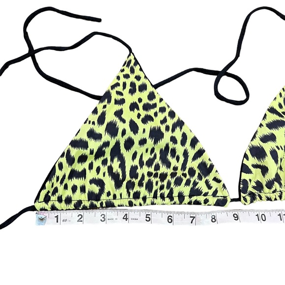 McEwan Studio Yellow & Black Leopard Print Triangle Top & Tie Skirt Rave Set - Picture 8 of 11